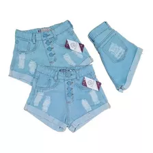 Short Jeans Cintura Alta, Com Botões