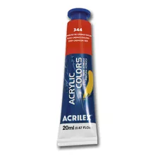 Acrílico Artístico Acrilex Acrylic Colors 344 - Vermelho De Cádmio Escuro Fosco De 1 De 20ml - 20ml