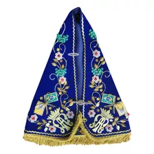 Manto Para Nossa Senhora Aparecida Mariano Azul Royal 38cm