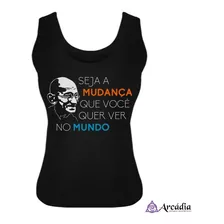 Regata Preta Feminina - Frase De Gandhi