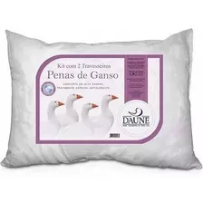 Kit Com 2 Travesseiros 100% Penas De Ganso 45x65cm 233 Fios