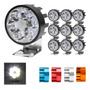 10 Faros 6 Led Redondo Auxiliar Estrobo Auto Moto Aluminio F