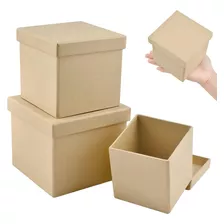 Caja Para Regalo Kraft Cuadrada 3pzas