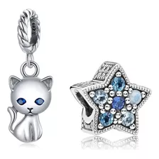 Charm Gato Plata S925 Compatible Pandor Dije Gatitos Regalo