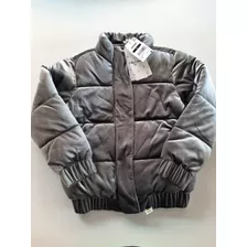 Campera De Invierno. Niña Talle 8. Plateada/ Gris Metal.