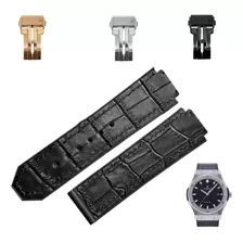 Pulseira Couro Para Relogio Hublot Preta Premium Completa