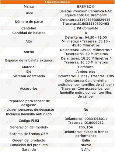 Balatas (cermica) Delanteras + Traseras Cooper 13/22 Foto 2