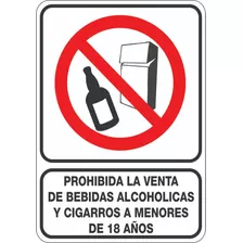 Prohibida La Venta De Bebidas Alcohólicas A Menores 30x40