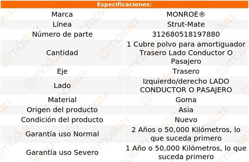 (1) Cubre Polvo Amortiguador Strut-mate Izq/der Tra Lw200 03 Foto 3