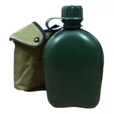 Cantimplora 1 Litro Con Funda Impermeable Camping Trekking Color Verde