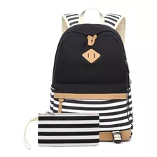 Mochila Feminina Estojo Escolar Bolsa Listrada Menina Casual