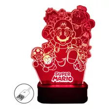 Velador Super Mario Bros Lampara Gamer Led Color Fijo Usb