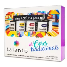 Kit Tinta Acrílica Talento Cores Tradicionais 5 Cores 20ml Cor Diversas