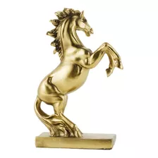  Enfeite Decoração Resina Animal Cavalo Dourado 21cm