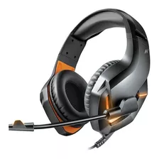 Auricular Gamer Con Microfono Noga St8240 Pc Ps4 Led Headset Color Negro Con Naranja