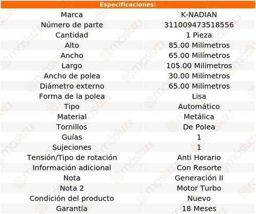 Tensor Accesorios Renault Laguna L4 2.0l 06 K-nadian Foto 3