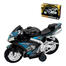 Moto Com Fricção Luz E Som De Corrida Meninos Dm Toys Cor Preto