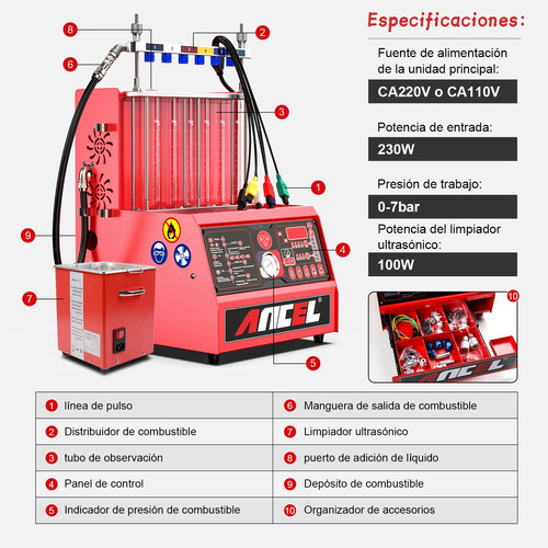 Limpiador De Inyectores De Laboratorio Ancel Aj600 Gdi Foto 9