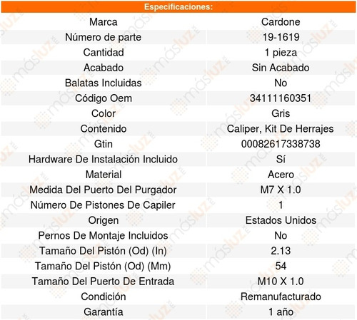 Caliper Freno Delantero Izquierdo Z3 L6 2.8l 1997 Al 2000 Foto 5