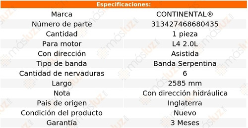 Banda 2585 Mm Acc Forte Para Kia L4 2.0l 10/11 Continental Foto 5