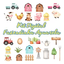 Kit Digital Fazendinha Aquarelado Em Png E Jpeg 