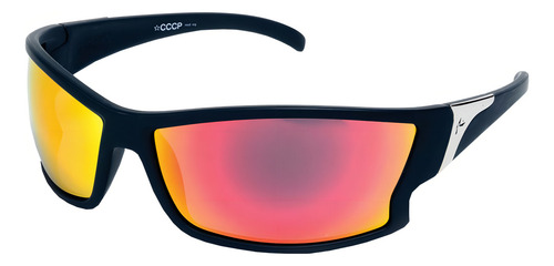 Anteojos De Sol Rusty Cccp Armazón Negro Mate Y Lente Rojo