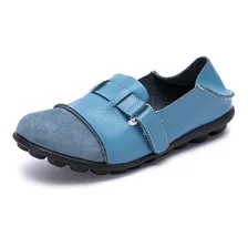 Zapatos Mujer Velcro Piel Suave Planos Tenis