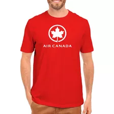 Camiseta Air Canada Aviação - Camisa 100% Algodão Vermelha