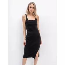 Vestido Largo Acamalado Con Parche Negro Calvin Klein