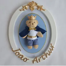 Porta Maternidade Rei Principe Coroa Bebê Oval Urso C/ Nome