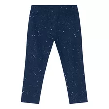 Calça Legging Infantil Menina Cotton Azul C/ Brilho Brandili