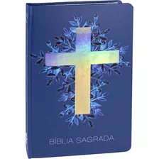 Bíblia Sagrada Naa Capa Dura Jovem - Cruz Luz Blue
