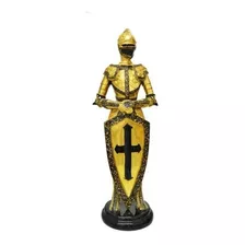 Estatueta Cavaleiro Medieval 36 Cm Altura Dourada