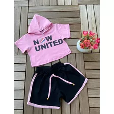 Conjunto Now United Infantil Juvenil Blusa Cropped + Short 