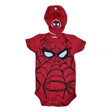 Body Temático Bebe Infantil Menino Homem Aranha Com Chapéu