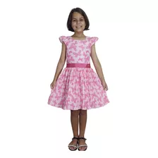 Vestido Infantil De Festa Borboleta Rosa