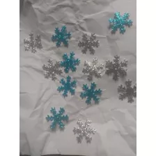 50 Flocos De Neve Eva Com Glitter Frozen 