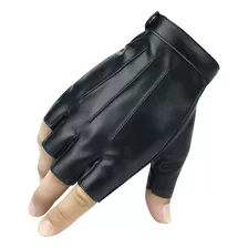 1 Par De Guantes De Medio Dedo De Piel Sintética Black Whis