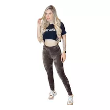 Calça Legging Veludo Cotelê Marrom