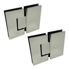 2 Bisagras Vidrio Vidrio 180 Grados Inox Puerta De Cristal 