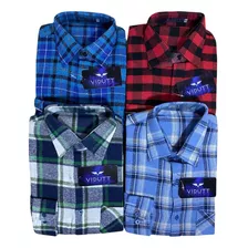  Kit 4 Camisas Masculina Country Xadrez Flanelada Ref: 1109