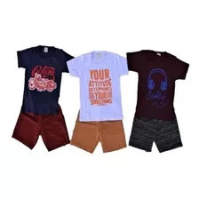 3 Conjuntos De Roupa Infantil Masculino Criança Menino Top