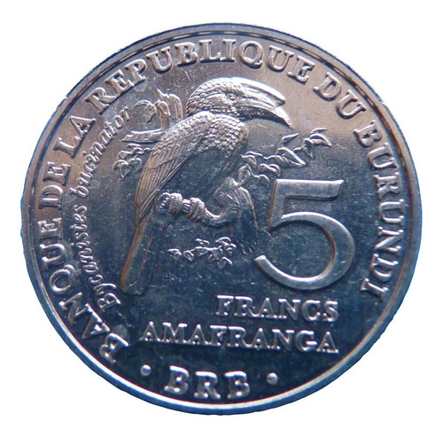 Moneda De Burundi 5 Francs 2014 Bicanistes Bucinator