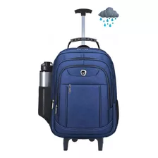 Mochila Com Rodinhas Escolar Faculdade Trabalho Viagens Azul