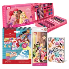 Kit Infantil Desenho E Pintura Princesas + Maleta Artistica