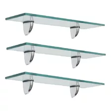 Prateleira De Vidro Decorativa 60 X 20 Bico Tucano Kit 3 Pçs