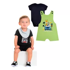 Kit Roupas De Bebê Macacão Jardineira Menino/menina 5 Peças