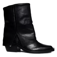 Bota Feminina Carrano Western Cano Médio Couro Preto - 61601