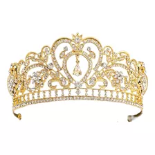 Coroa Tiara Noivas E Debutantes Dourada Luxo 006