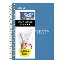 Five Star - Cuaderno De Espiral, 1 Materia, Papel A Rayas Pa